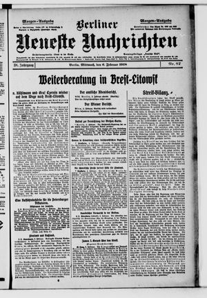 Berliner Neueste Nachrichten vom 06.02.1918