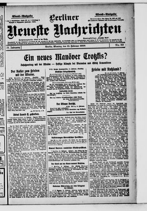 Berliner Neueste Nachrichten vom 11.02.1918