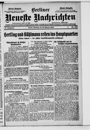 Berliner Neueste Nachrichten vom 12.02.1918