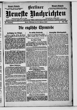 Berliner Neueste Nachrichten vom 13.02.1918