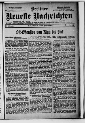 Berliner Neueste Nachrichten on Feb 20, 1918