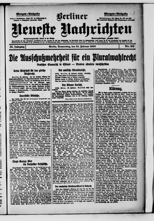 Berliner Neueste Nachrichten on Feb 21, 1918