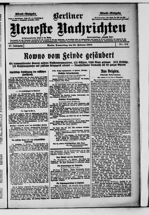 Berliner Neueste Nachrichten on Feb 21, 1918