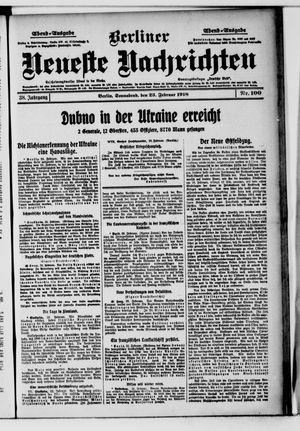 Berliner Neueste Nachrichten on Feb 23, 1918