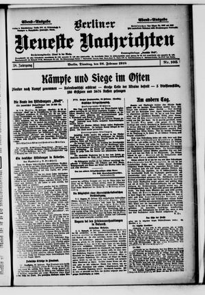 Berliner Neueste Nachrichten vom 26.02.1918