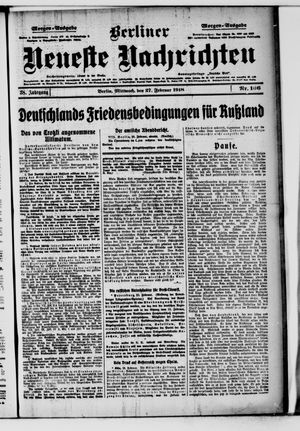 Berliner Neueste Nachrichten vom 27.02.1918