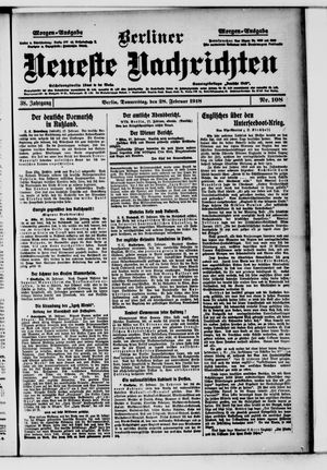 Berliner Neueste Nachrichten on Feb 28, 1918
