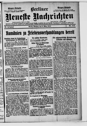 Berliner neueste Nachrichten vom 03.03.1918