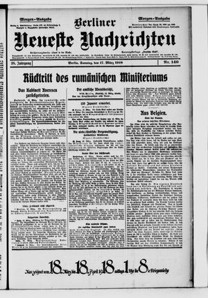 Berliner Neueste Nachrichten vom 17.03.1918