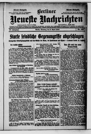 Berliner Neueste Nachrichten on Apr 2, 1918