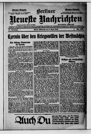 Berliner Neueste Nachrichten vom 03.04.1918