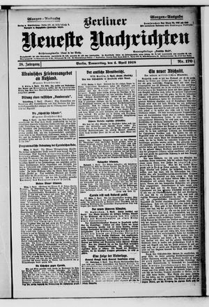Berliner Neueste Nachrichten on Apr 4, 1918