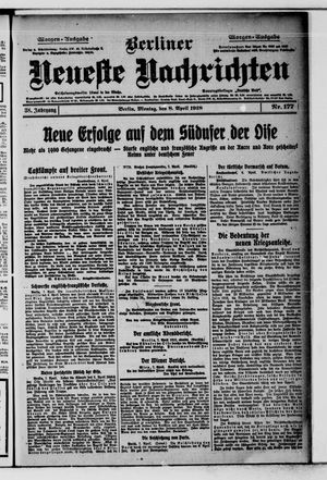 Berliner Neueste Nachrichten vom 08.04.1918