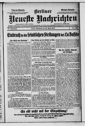 Berliner Neueste Nachrichten vom 10.04.1918