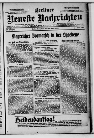 Berliner Neueste Nachrichten vom 13.04.1918