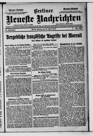 Berliner neueste Nachrichten vom 19.04.1918