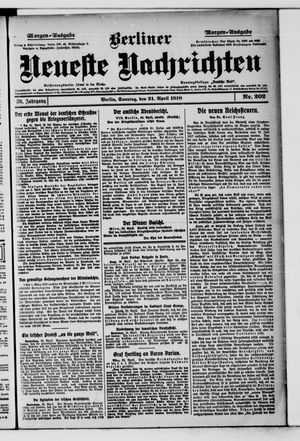 Berliner Neueste Nachrichten on Apr 21, 1918