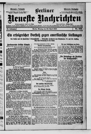 Berliner Neueste Nachrichten vom 22.04.1918