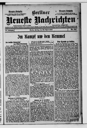Berliner Neueste Nachrichten vom 26.04.1918