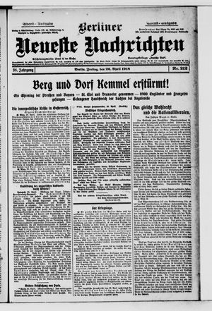 Berliner Neueste Nachrichten vom 26.04.1918
