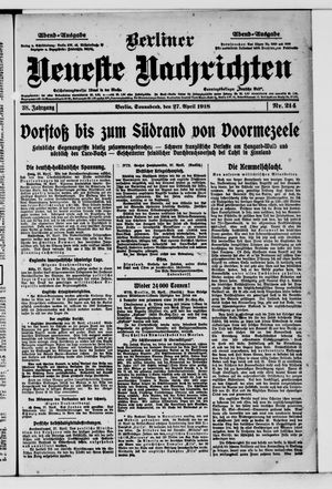 Berliner Neueste Nachrichten on Apr 27, 1918