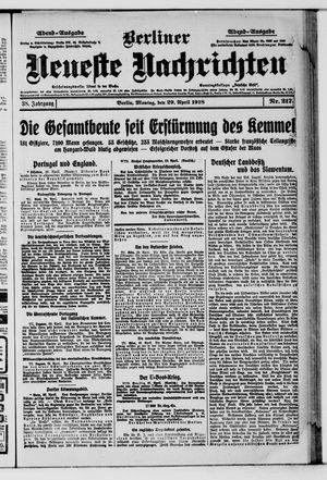 Berliner Neueste Nachrichten vom 29.04.1918