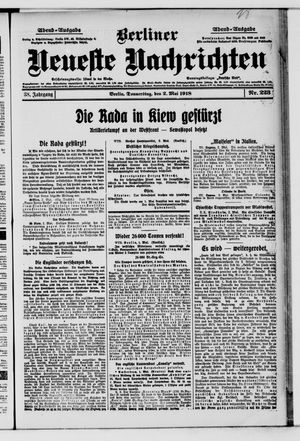 Berliner Neueste Nachrichten on May 2, 1918