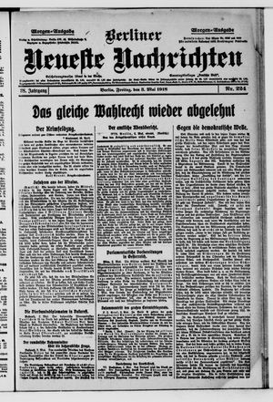 Berliner Neueste Nachrichten on May 3, 1918