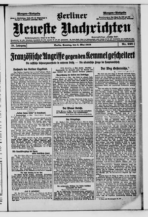 Berliner Neueste Nachrichten on May 5, 1918