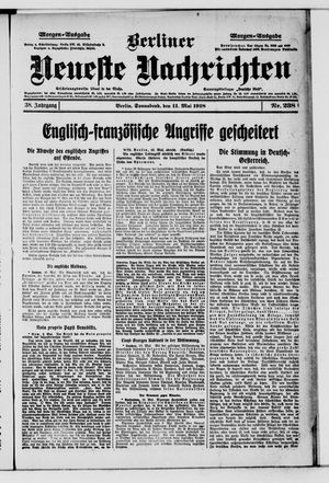 Berliner Neueste Nachrichten on May 11, 1918