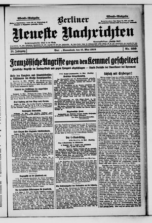 Berliner Neueste Nachrichten on May 11, 1918