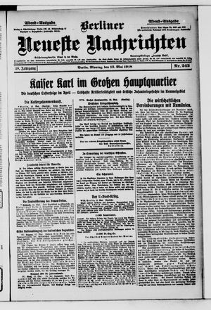 Berliner Neueste Nachrichten on May 13, 1918
