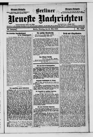 Berliner neueste Nachrichten vom 14.05.1918