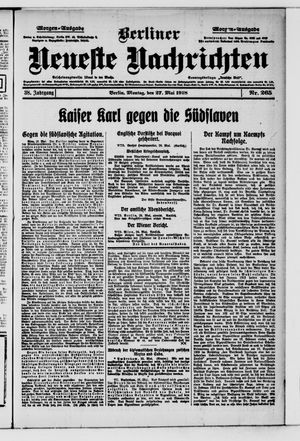 Berliner Neueste Nachrichten on May 27, 1918