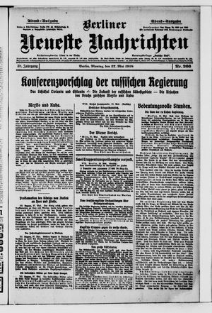 Berliner Neueste Nachrichten on May 27, 1918