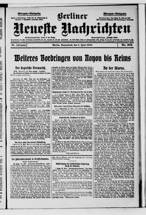 Berliner Neueste Nachrichten vom 01.06.1918