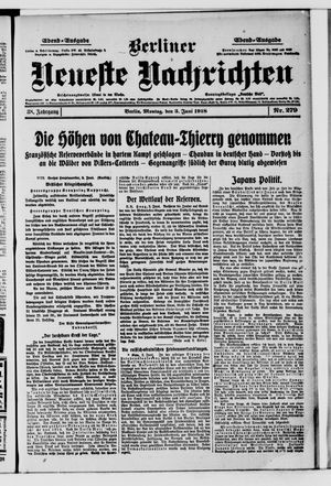 Berliner Neueste Nachrichten vom 03.06.1918