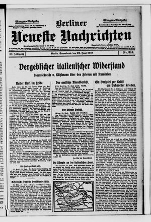 Berliner Neueste Nachrichten vom 22.06.1918