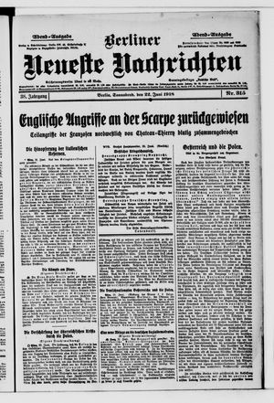 Berliner Neueste Nachrichten vom 22.06.1918