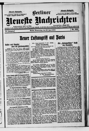 Berliner Neueste Nachrichten vom 27.06.1918