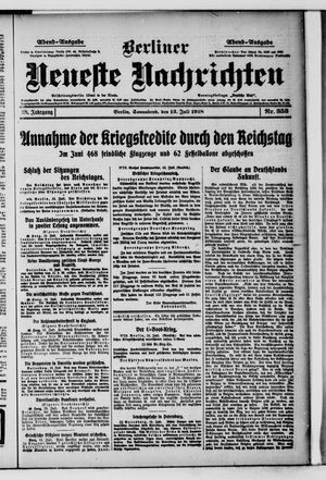 Berliner Neueste Nachrichten vom 13.07.1918