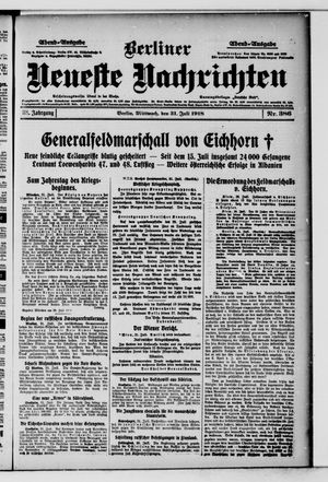 Berliner Neueste Nachrichten vom 31.07.1918