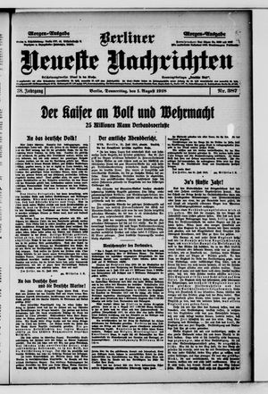 Berliner Neueste Nachrichten vom 01.08.1918