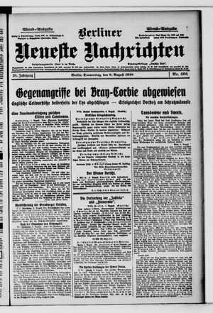 Berliner Neueste Nachrichten vom 08.08.1918