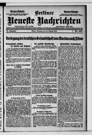 Berliner Neueste Nachrichten vom 11.08.1918