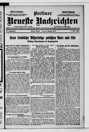 Berliner Neueste Nachrichten vom 13.08.1918