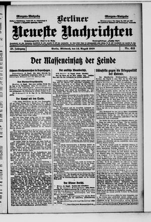 Berliner Neueste Nachrichten vom 14.08.1918