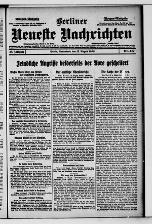Berliner Neueste Nachrichten vom 17.08.1918