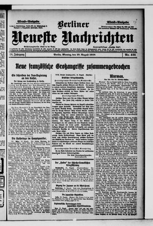 Berliner Neueste Nachrichten vom 19.08.1918