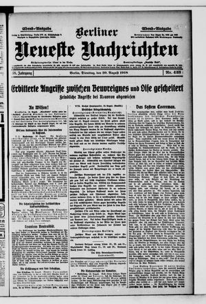 Berliner Neueste Nachrichten vom 20.08.1918